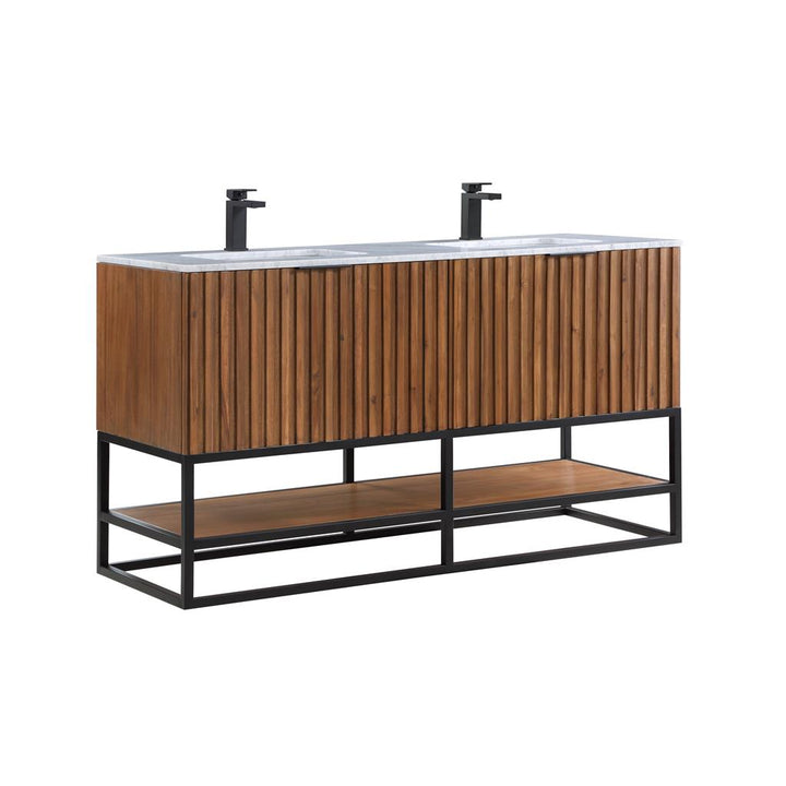 Bemma, Terra 60" Double Vanity, Walnut/Matte Black, Carrara Marble Top#top-options_carrara-marble-top