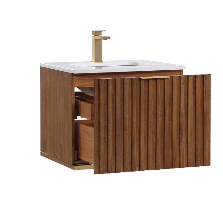 Bemma, Terra 24" Single Floating Vanity, Walnut/Satin Brass, White Quartz Top#top-options_white-quartz-top