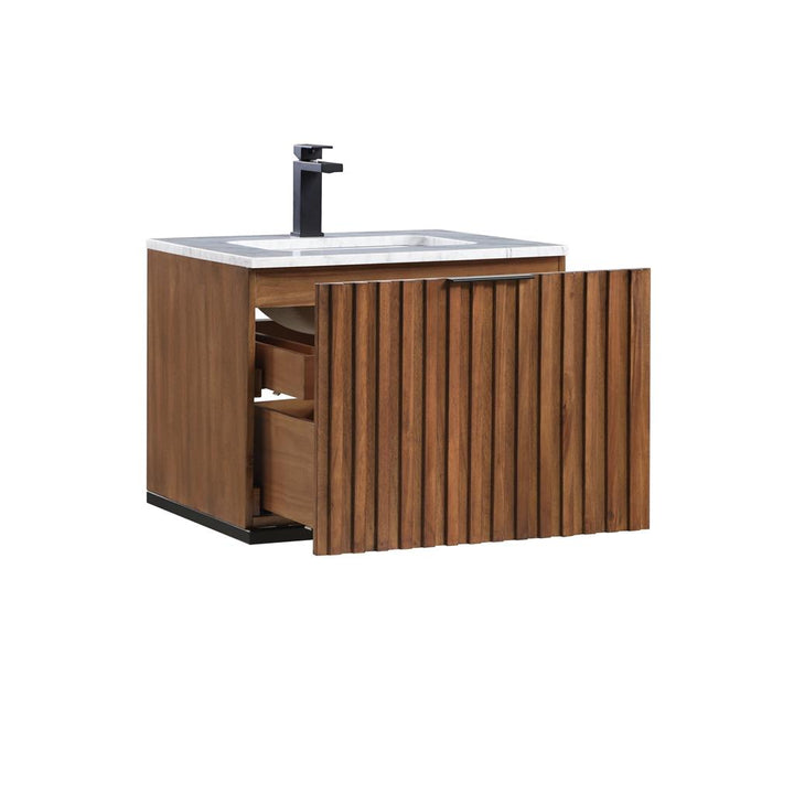 Bemma, Terra 24" Single Floating Vanity, Walnut/Matte Black, Carrara Marble Top#top-options_carrara-marble-top