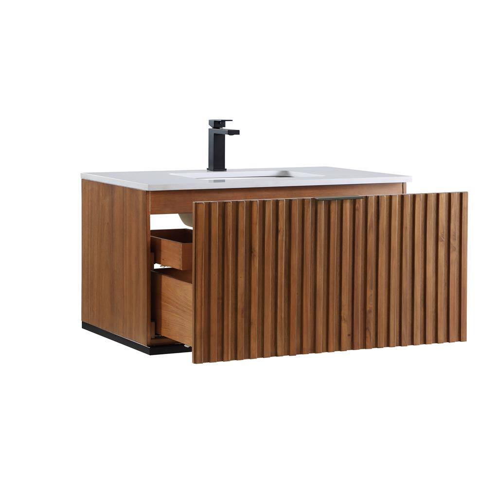 Bemma, Terra 36" Single Floating Vanity, Walnut/Matte Black, White Quartz Top#top-options_white-quartz-top