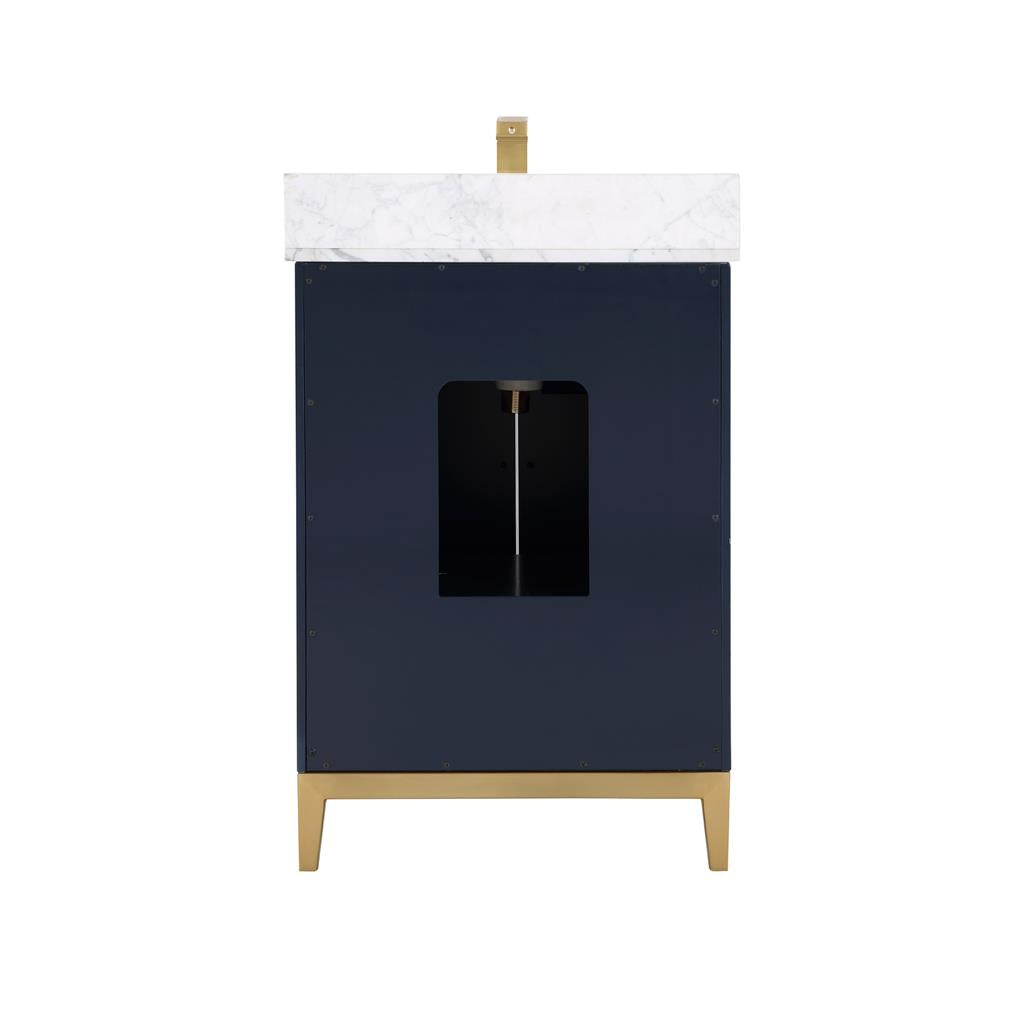 Bemma, Gracie 24" Single Vanity, Pacific Blue/Satin Brass, Carrara Marble Top#top-options_carrara-marble-top