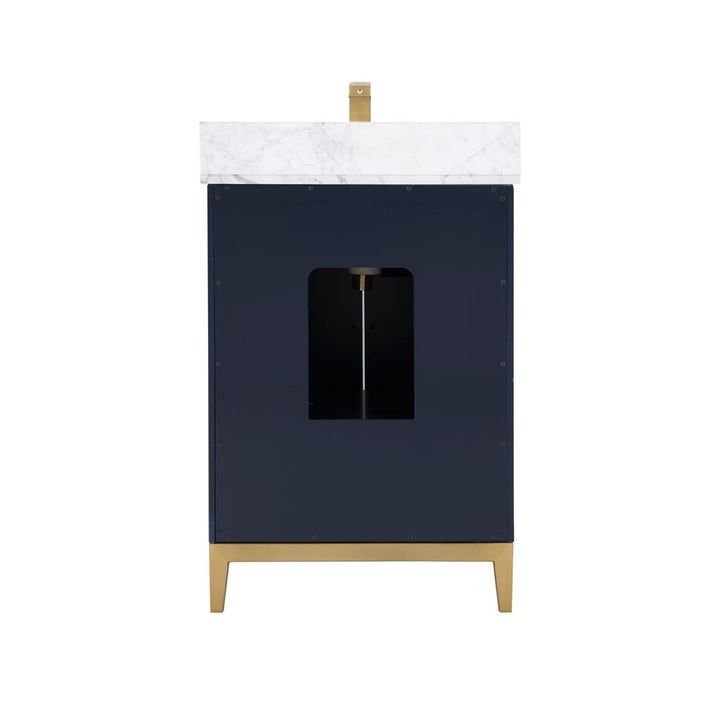 Bemma, Gracie 24" Single Vanity, Pacific Blue/Satin Brass, Carrara Marble Top#top-options_carrara-marble-top