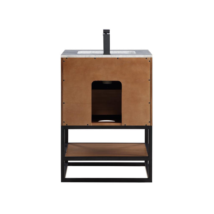 Bemma, Terra 24" Single Vanity, Walnut/Matte Black, Carrara Marble Top#top-options_carrara-marble-top