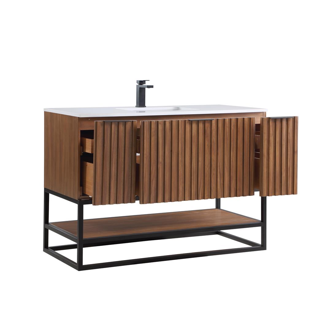 Bemma, Terra 48" Single Vanity, Walnut/Matte Black, White Quartz Top#top-options_white-quartz-top