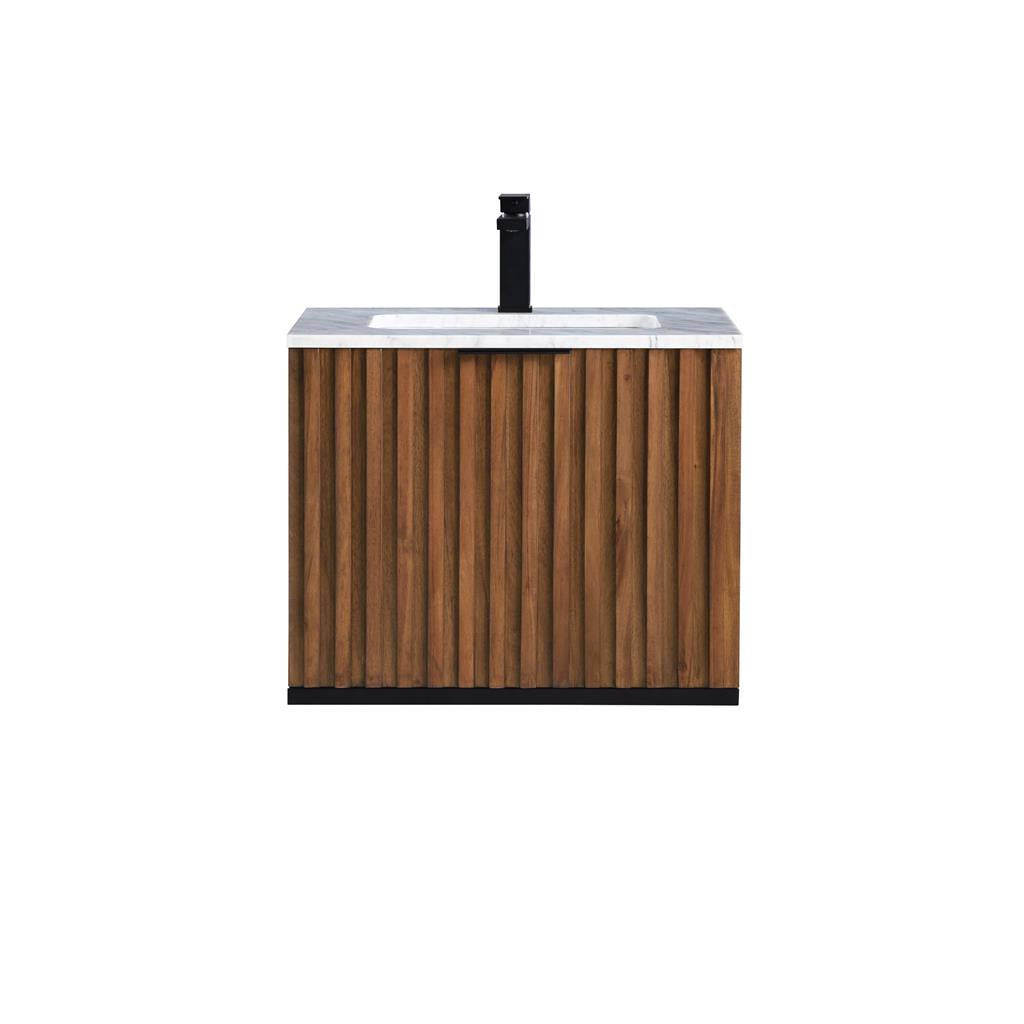 Bemma, Terra 24" Single Floating Vanity, Walnut/Matte Black, Carrara Marble Top#top-options_carrara-marble-top