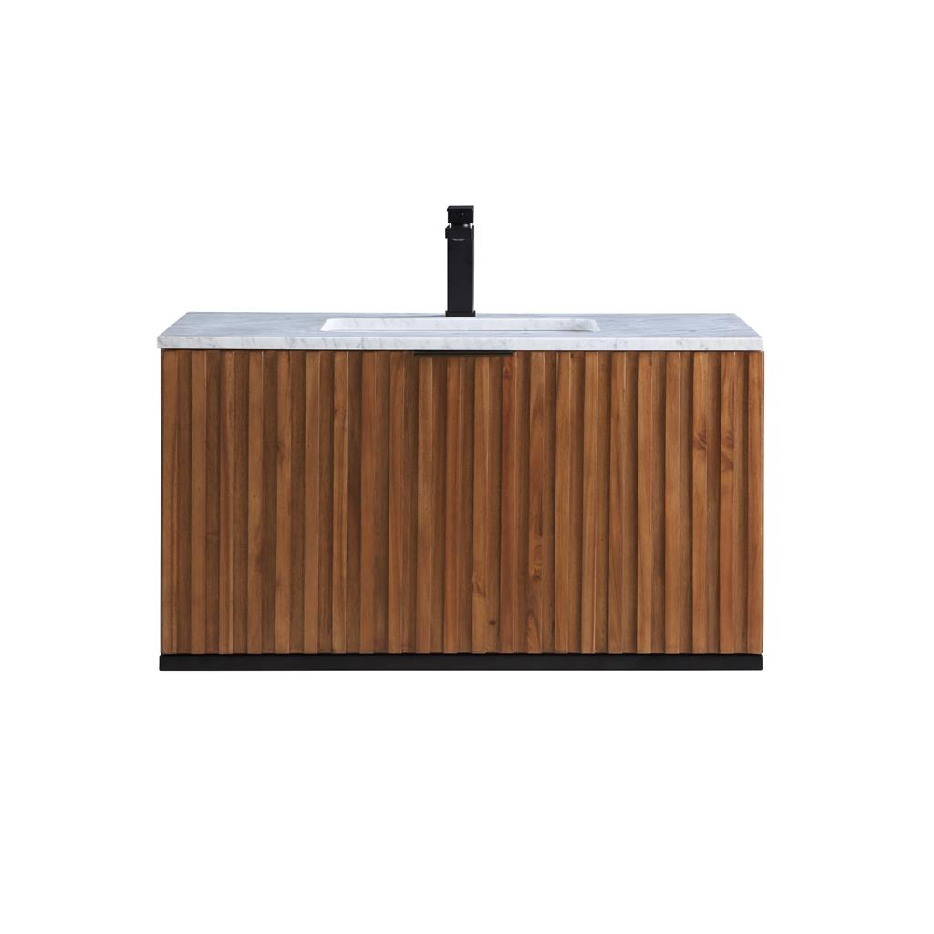 Bemma, Terra 36" Single Floating Vanity, Walnut/Matte Black, Carrara Marble Top#top-options_carrara-marble-top
