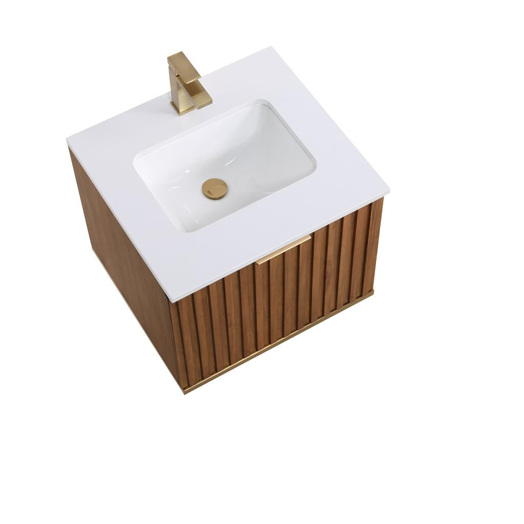 Bemma, Terra 24" Single Floating Vanity, Walnut/Satin Brass, White Quartz Top#top-options_white-quartz-top