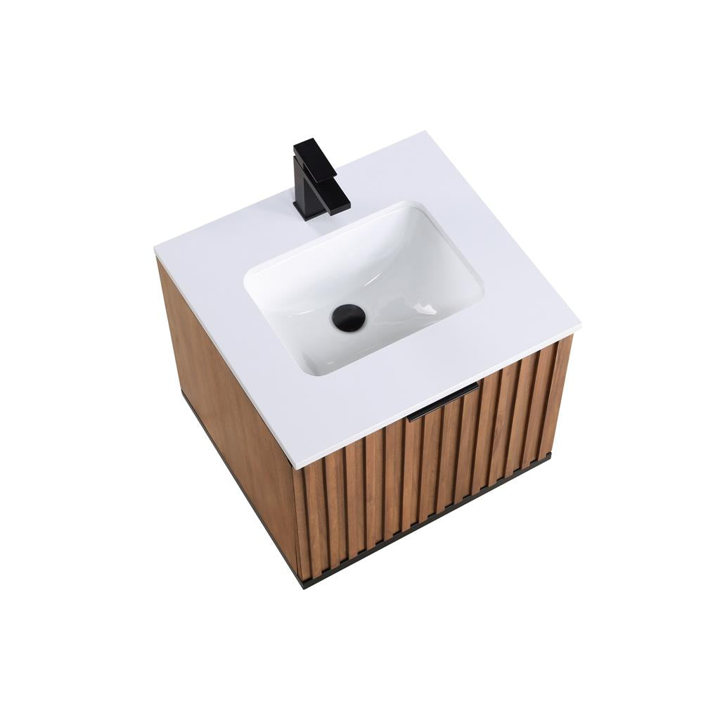 Bemma, Terra 24" Single Floating Vanity, Walnut/Matte Black, White Quartz Top#top-options_white-quartz-top