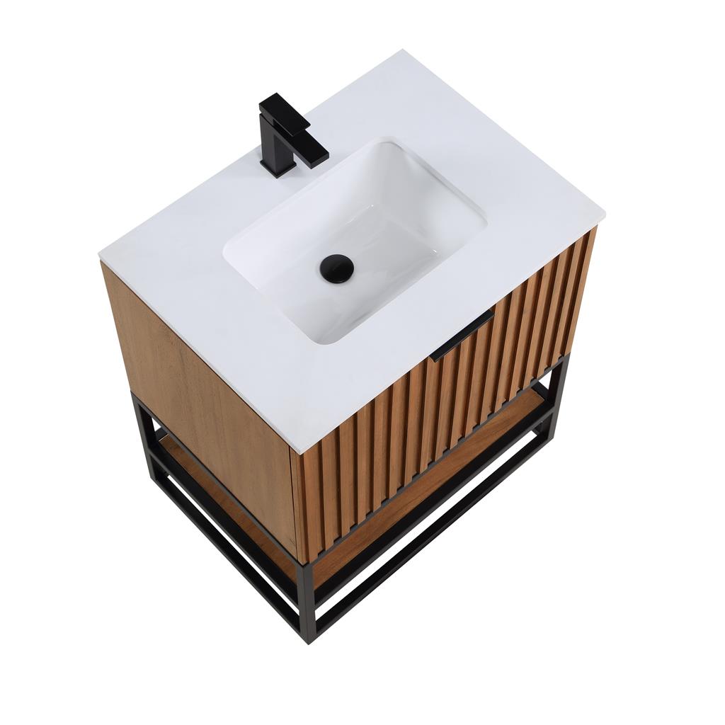 Bemma, Terra 30" Single Vanity, Walnut/Matte Black, White Quartz Top#top-options_white-quartz-top