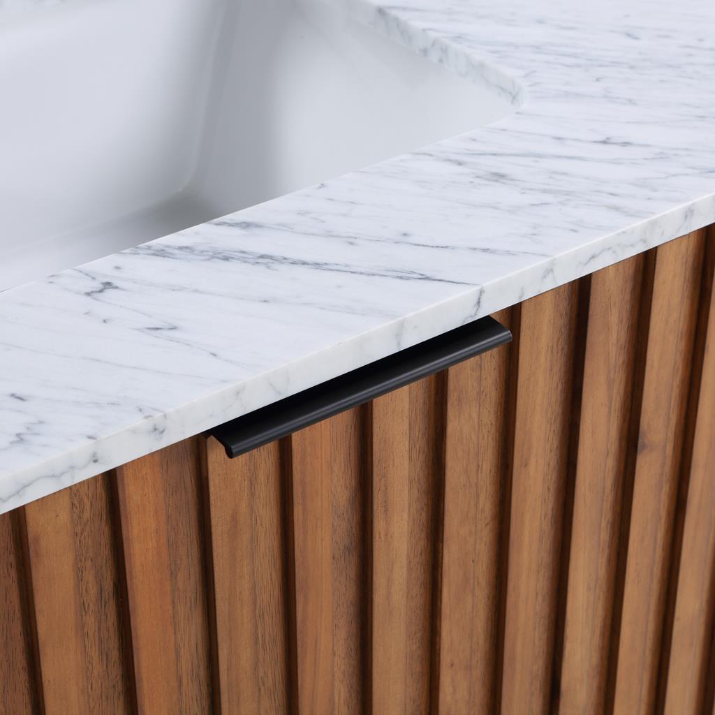 Bemma, Terra 24" Single Floating Vanity, Walnut/Matte Black, Carrara Marble Top#top-options_carrara-marble-top