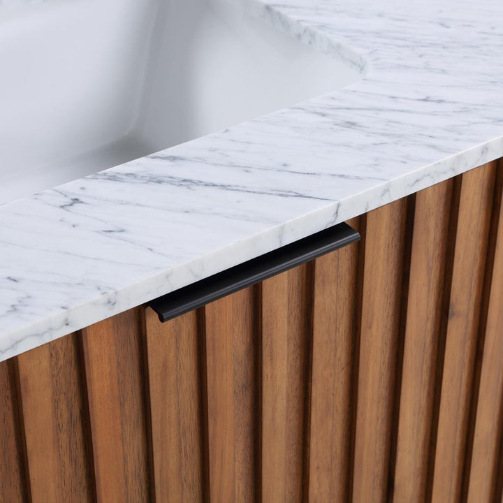 Bemma, Terra 24" Single Floating Vanity, Walnut/Matte Black, Carrara Marble Top#top-options_carrara-marble-top