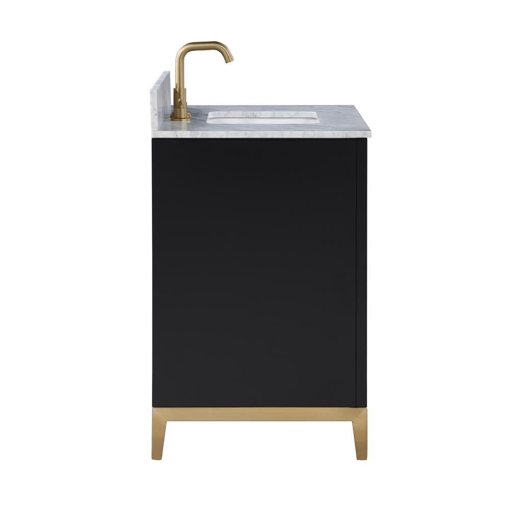 Bemma, Gracie 36" Single Vanity, Midnight Black/Satin Brass, Carrara Marble Top#top-options_carrara-marble-top