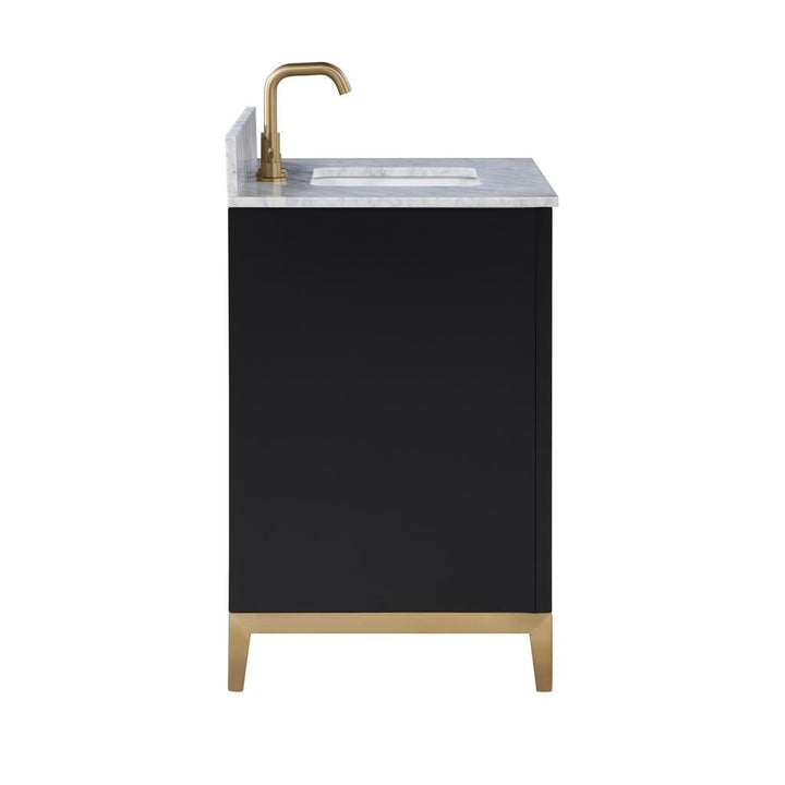 Bemma, Gracie 36" Single Vanity, Midnight Black/Satin Brass, Carrara Marble Top#top-options_carrara-marble-top