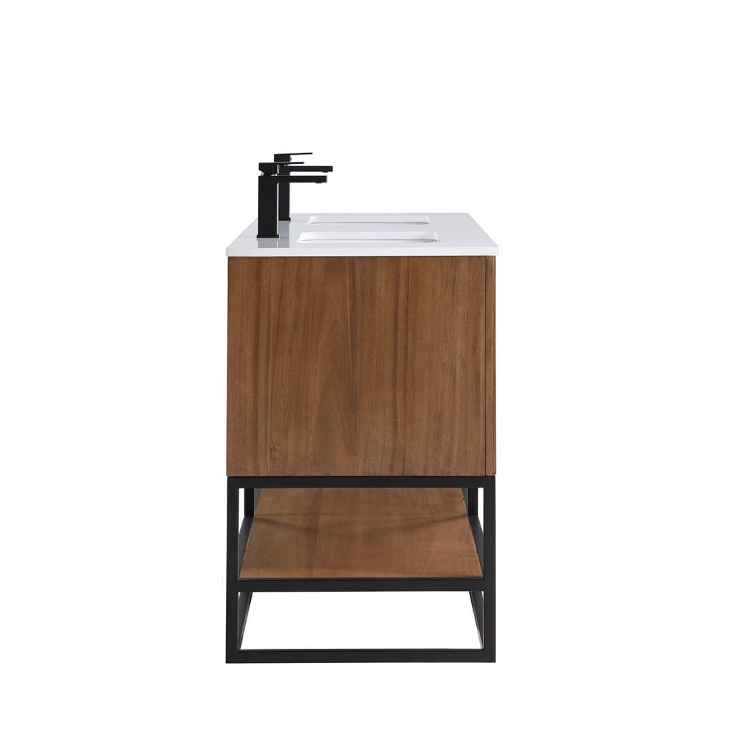Bemma, Terra 60" Double Vanity, Walnut/Matte Black, White Quartz Top#top-options_white-quartz-top
