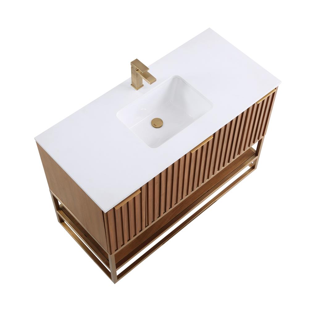 Bemma, Terra 48" Single Vanity, Walnut/Satin Brass, White Quartz Top#top-options_white-quartz-top