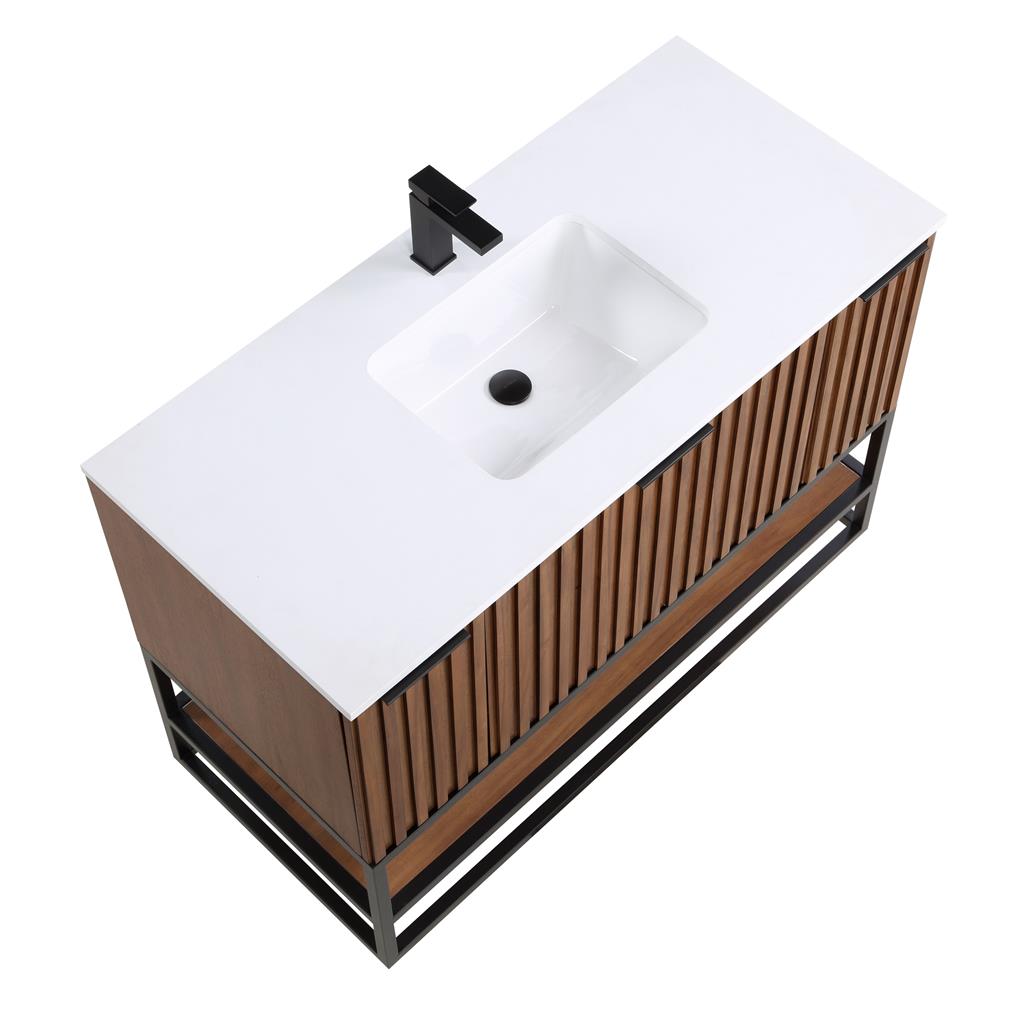 Bemma, Terra 48" Single Vanity, Walnut/Matte Black, White Quartz Top#top-options_white-quartz-top