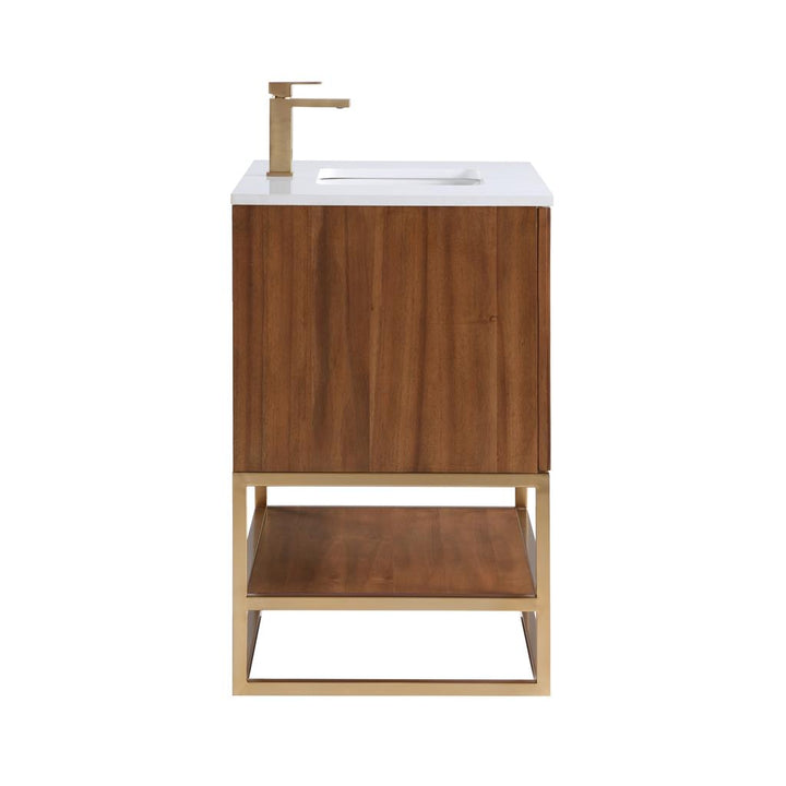 Bemma, Terra 36" Single Vanity, Walnut/Satin Brass, White Quartz Top#top-options_white-quartz-top