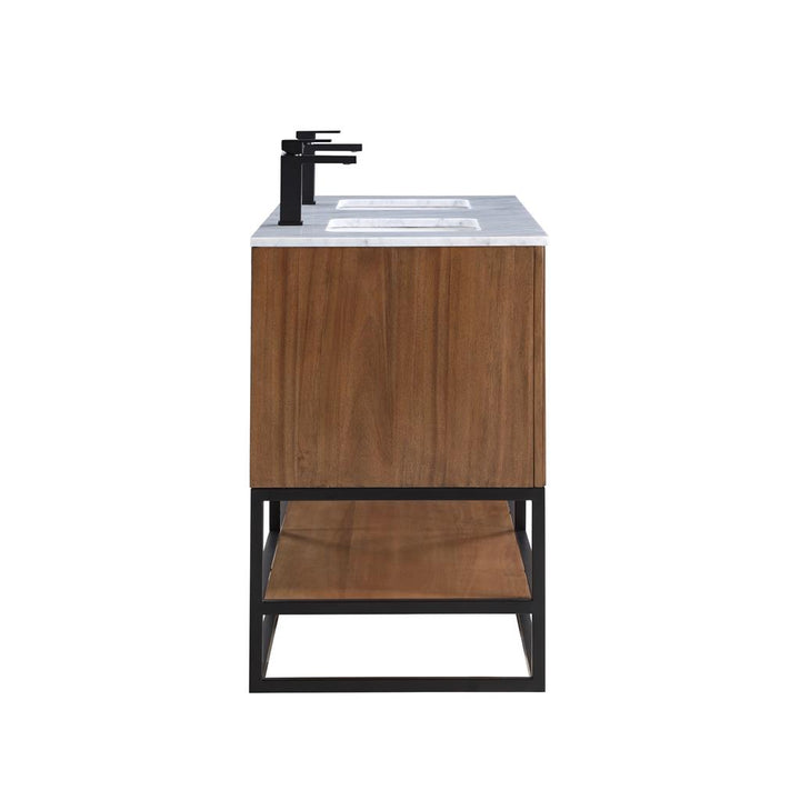 Bemma, Terra 60" Double Vanity, Walnut/Matte Black, Carrara Marble Top#top-options_carrara-marble-top