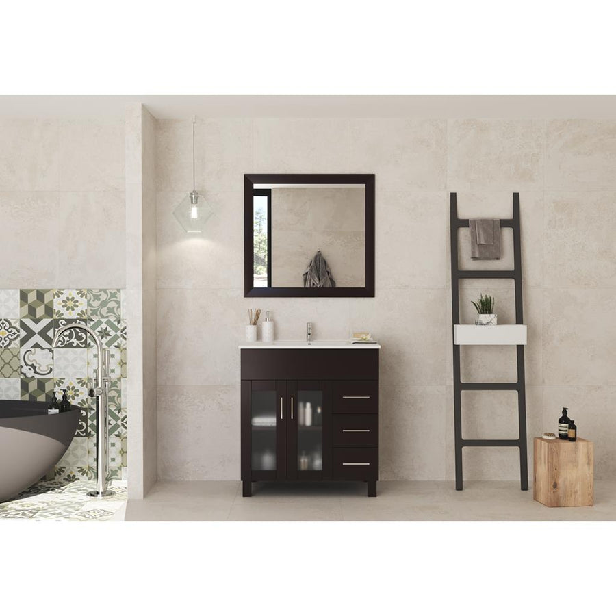 Laviva Nova 32" Brown Bathroom Vanity#top-options_white-ceramic-basin-top