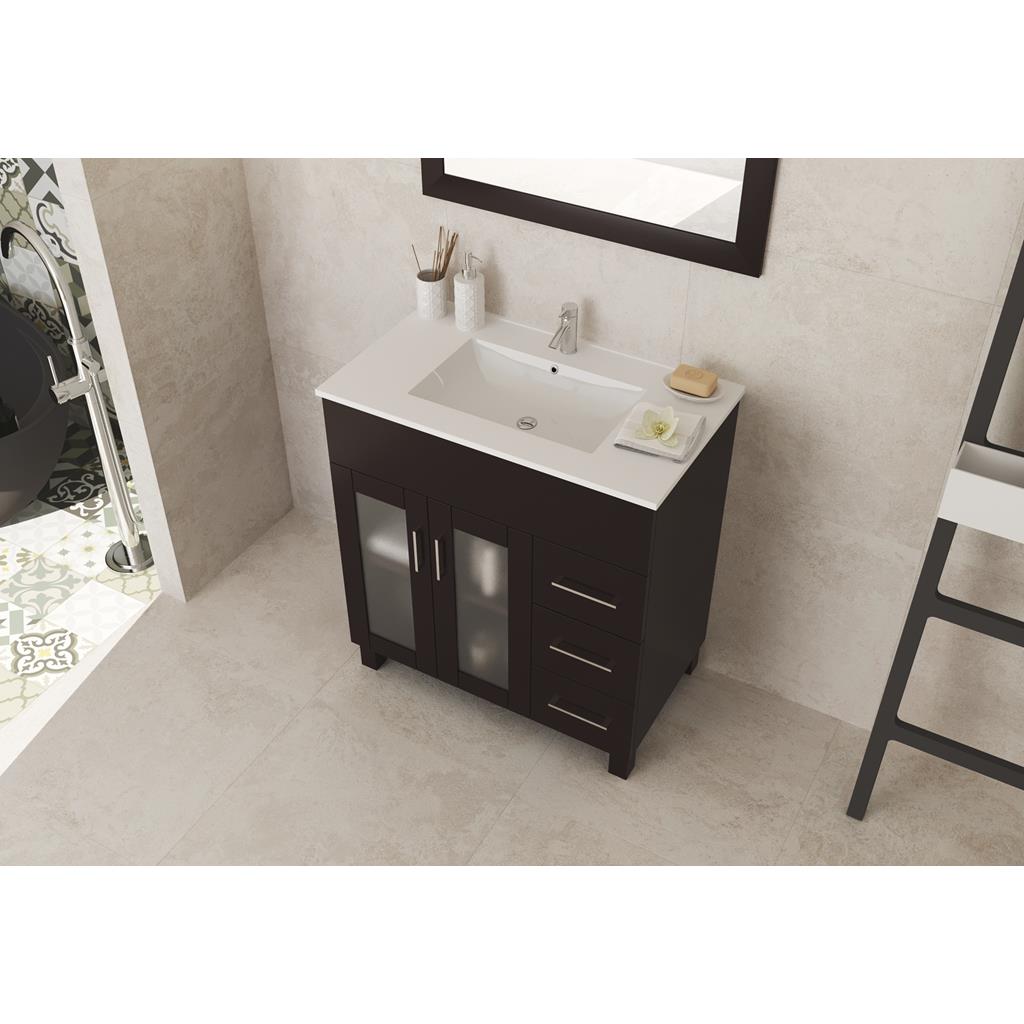 Laviva Nova 32" Brown Bathroom Vanity#top-options_white-ceramic-basin-top