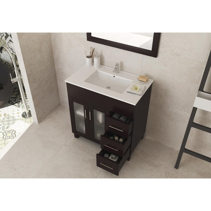 Laviva Nova 32" Brown Bathroom Vanity#top-options_white-ceramic-basin-top
