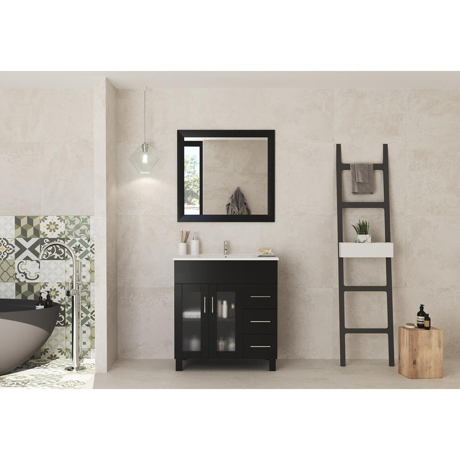 Laviva Nova 32" Espresso Bathroom Vanity#top-options_white-ceramic-basin-top