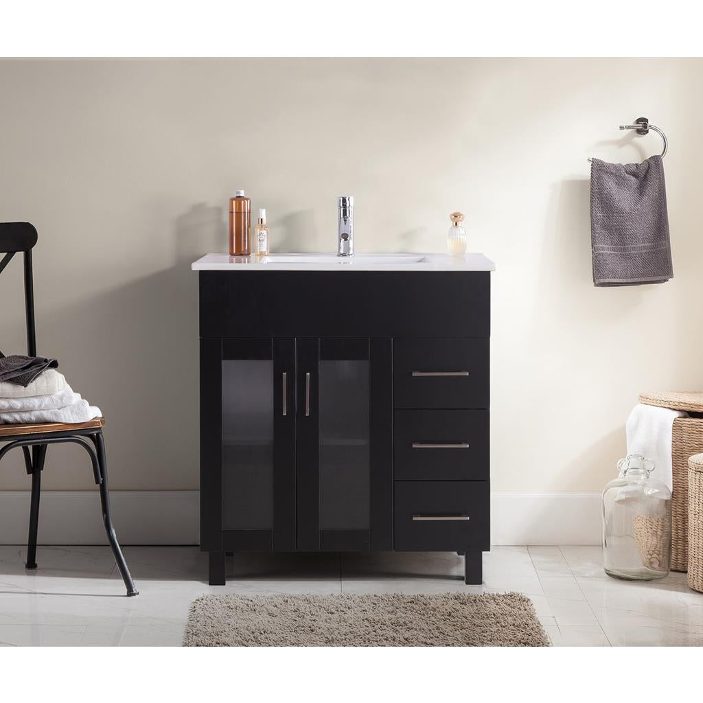 Laviva Nova 32" Espresso Bathroom Vanity#top-options_white-ceramic-basin-top