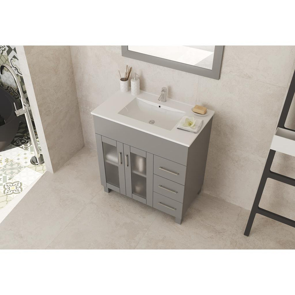 Laviva Nova 32" Grey Bathroom Vanity#top-options_white-ceramic-basin-top
