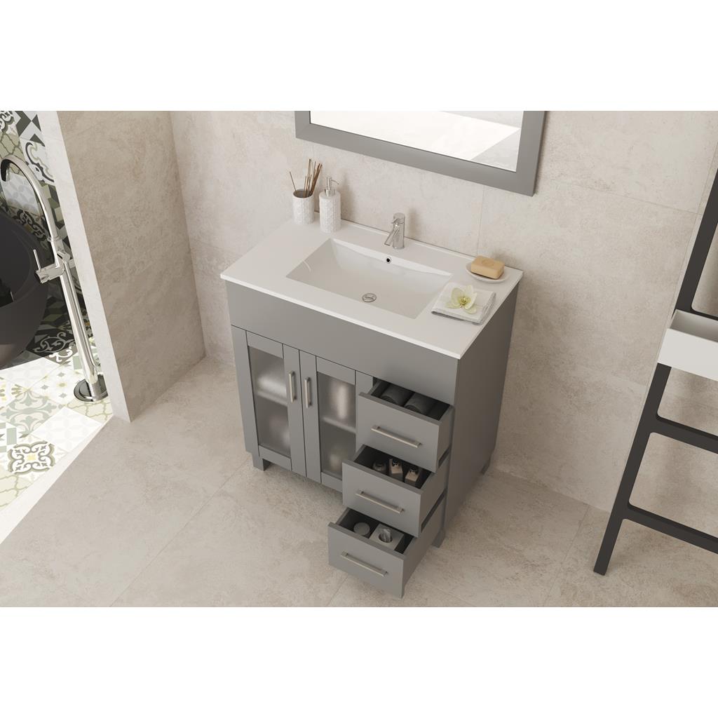 Laviva Nova 32" Grey Bathroom Vanity#top-options_white-ceramic-basin-top