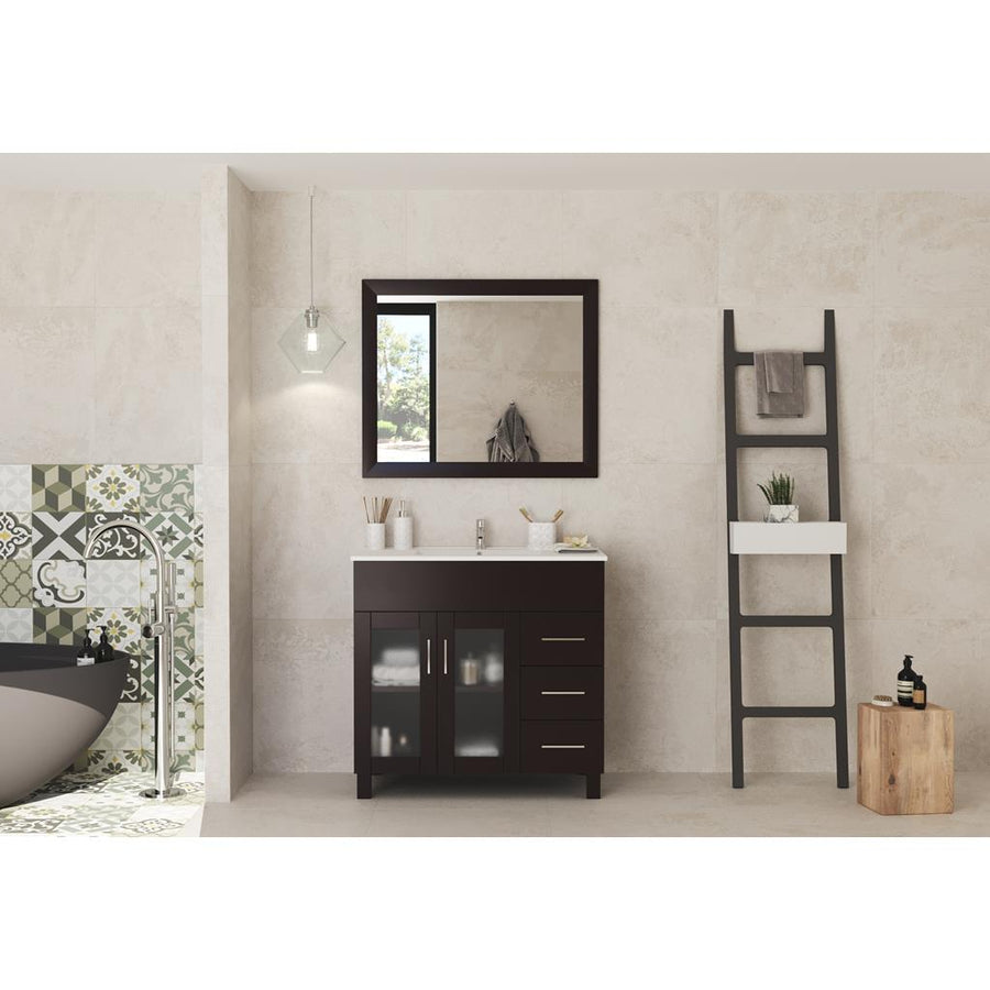 Laviva Nova 36" Brown Bathroom Vanity#top-options_white-ceramic-basin-top