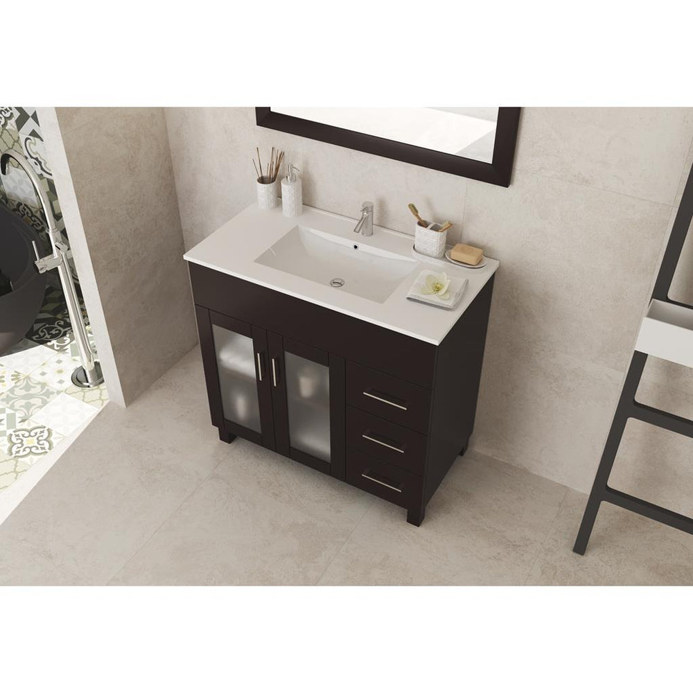 Laviva Nova 36" Brown Bathroom Vanity#top-options_white-ceramic-basin-top
