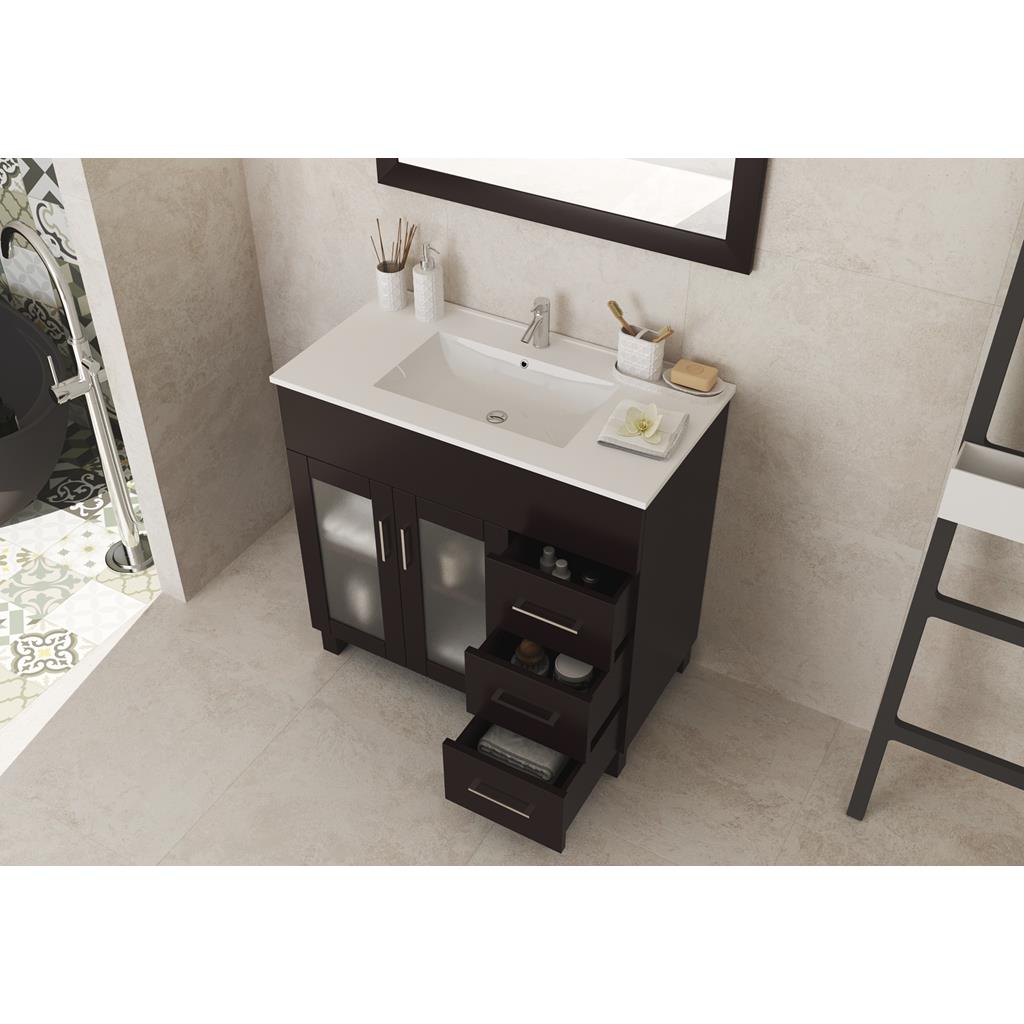 Laviva Nova 36" Brown Bathroom Vanity#top-options_white-ceramic-basin-top