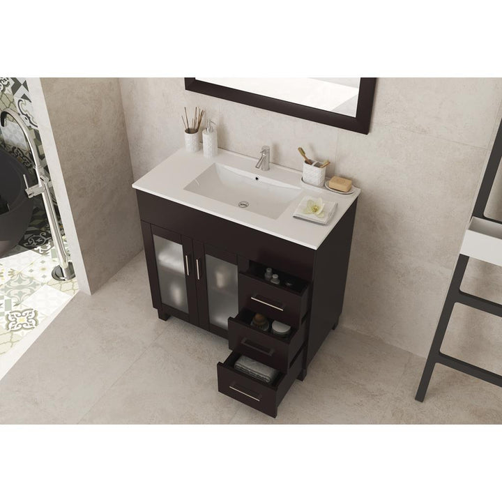 Laviva Nova 36" Brown Bathroom Vanity#top-options_white-ceramic-basin-top