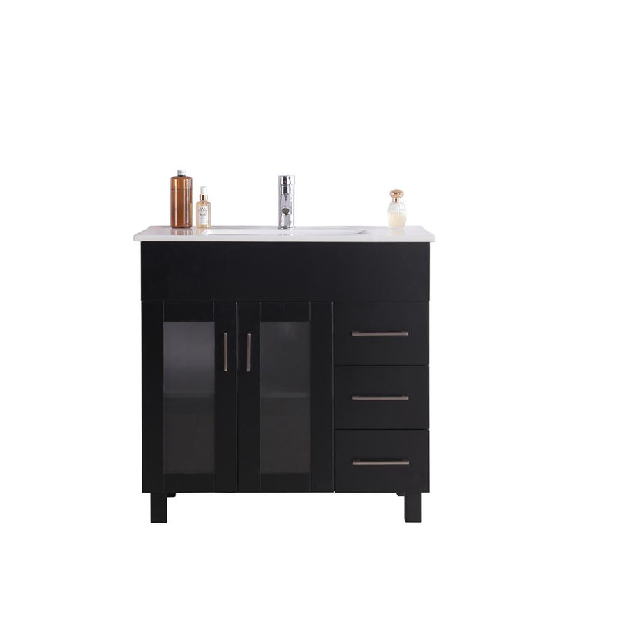 Laviva Nova 36" Espresso Bathroom Vanity#top-options_white-ceramic-basin-top