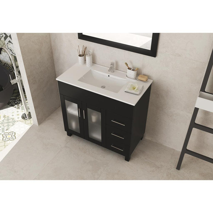 Laviva Nova 36" Espresso Bathroom Vanity#top-options_white-ceramic-basin-top
