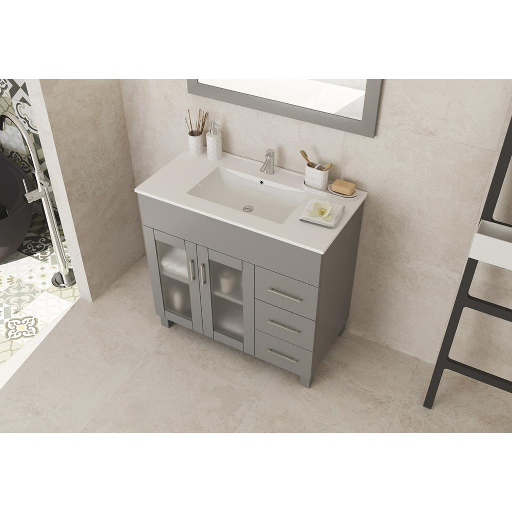 Laviva Nova 36" Grey Bathroom Vanity#top-options_white-ceramic-basin-top