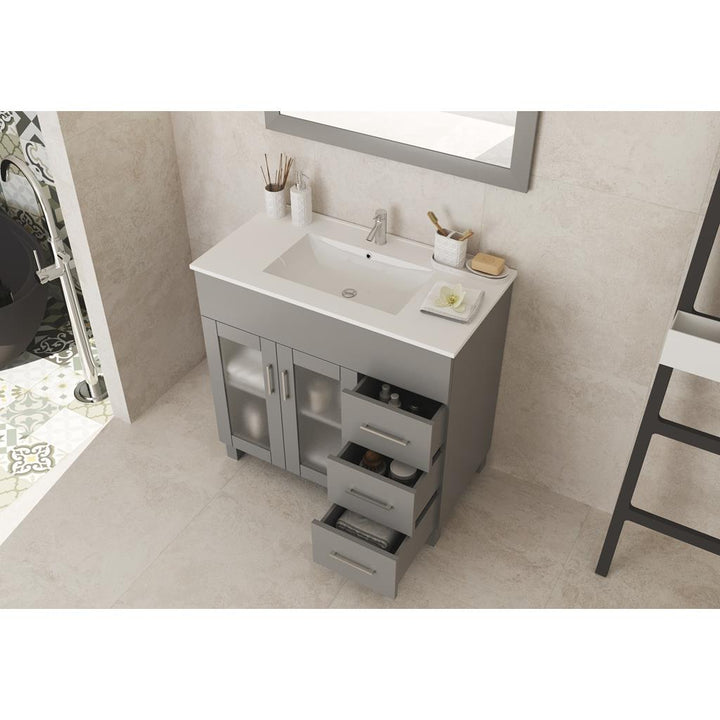 Laviva Nova 36" Grey Bathroom Vanity#top-options_white-ceramic-basin-top