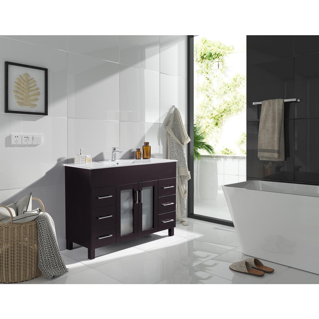 Laviva Nova 48" Brown Bathroom Vanity#top-options_white-ceramic-basin-top
