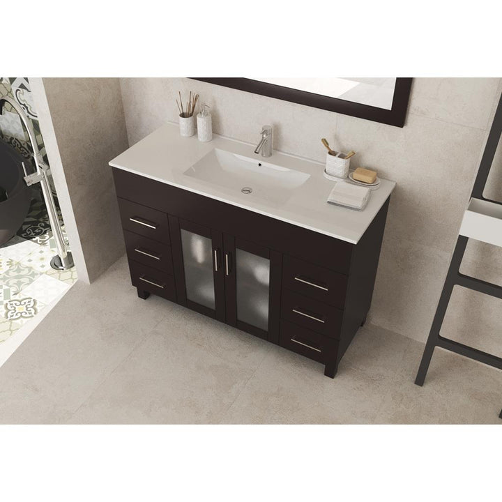 Laviva Nova 48" Brown Bathroom Vanity#top-options_white-ceramic-basin-top