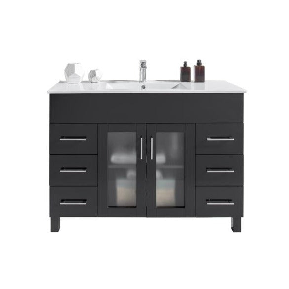 Laviva Nova 48" Espresso Bathroom Vanity#top-options_white-ceramic-basin-top