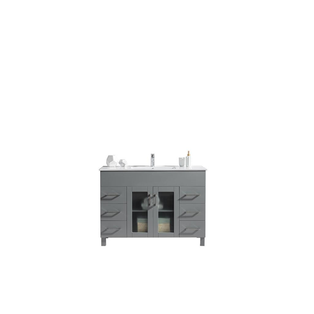 Laviva Nova 48" Grey Bathroom Vanity#top-options_white-ceramic-basin-top