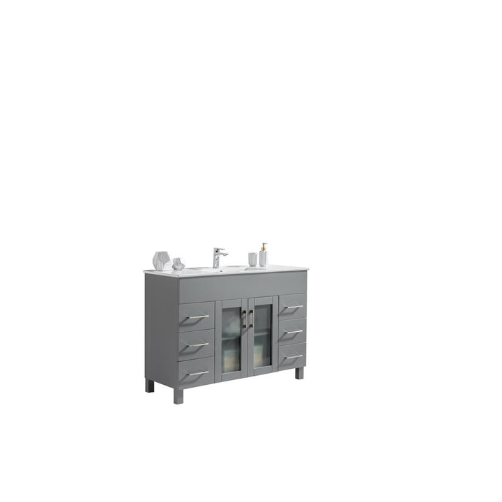 Laviva Nova 48" Grey Bathroom Vanity#top-options_white-ceramic-basin-top