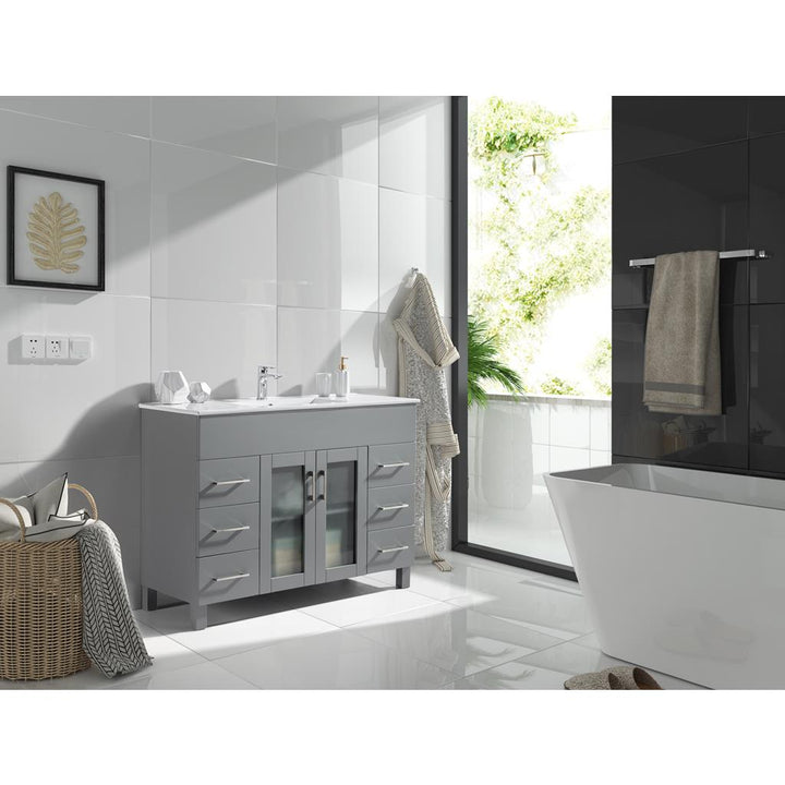 Laviva Nova 48" Grey Bathroom Vanity#top-options_white-ceramic-basin-top