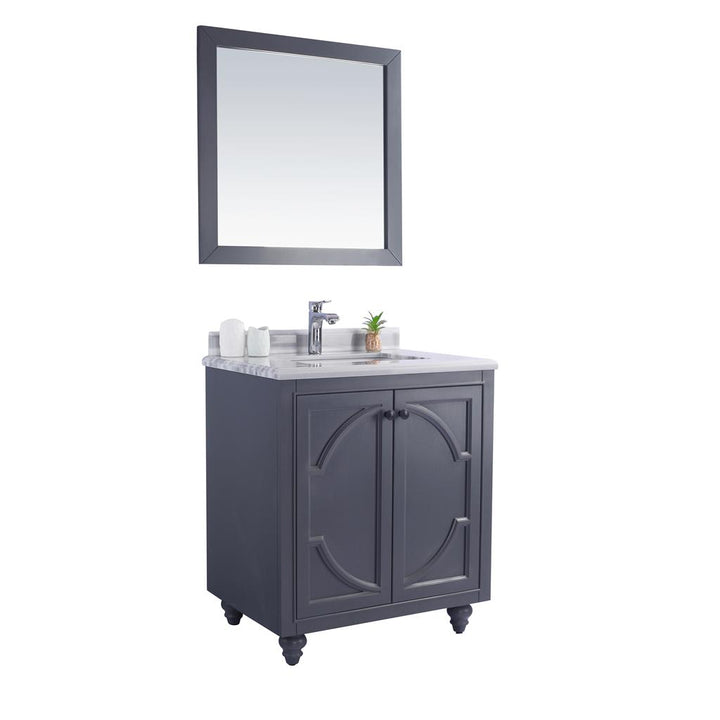 Laviva Odyssey 30" Maple Grey Bathroom Vanity#top-options_white-stripes-marble-top