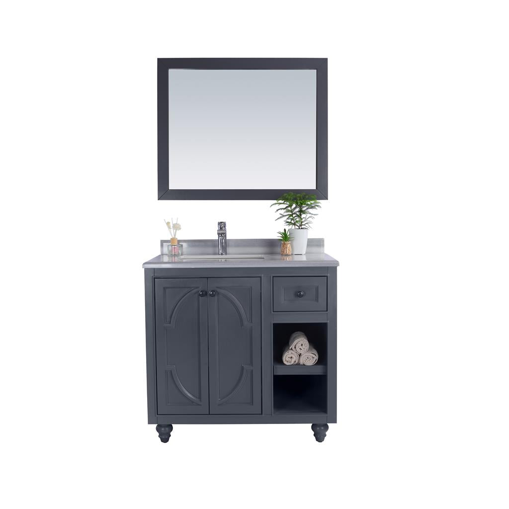 Laviva Odyssey 36" Maple Grey Bathroom Vanity#top-options_white-stripes-marble-top