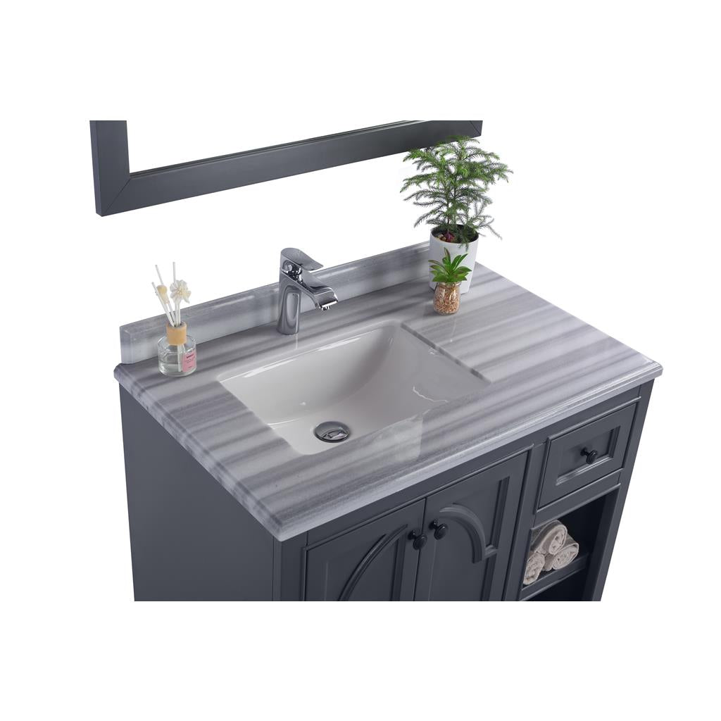 Laviva Odyssey 36" Maple Grey Bathroom Vanity#top-options_white-stripes-marble-top