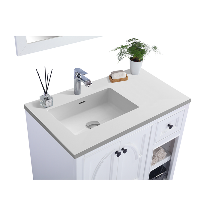 Laviva Odyssey 36" White Bathroom Vanity#top-options_matte-white-viva-stone-solid-surface-top