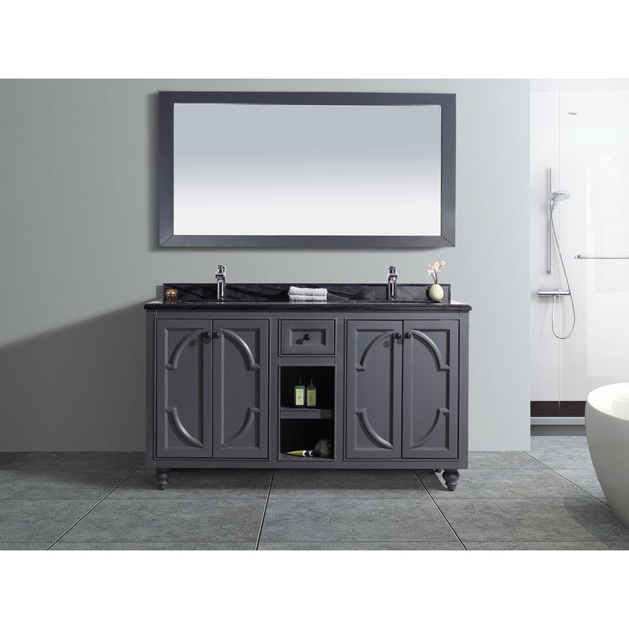 Laviva Odyssey 60" Maple Grey Double Sink Bathroom Vanity#top-options_black-wood-marble-top