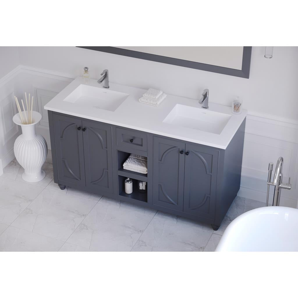 Laviva Odyssey 60" Maple Grey Double Sink Bathroom Vanity#top-options_matte-white-viva-stone-solid-surface-top