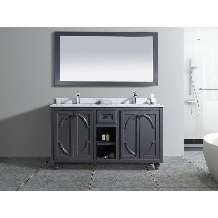 Laviva Odyssey 60" Maple Grey Double Sink Bathroom Vanity#top-options_white-carrara-marble-top